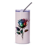 Watercolor Rainbow Rose Tumbler, Floral Tumbler Gift, Unique Drinkware, Colorful Rose Art, Trendy Tumbler, Gift for Her, Travel Tumbler - Tawshia